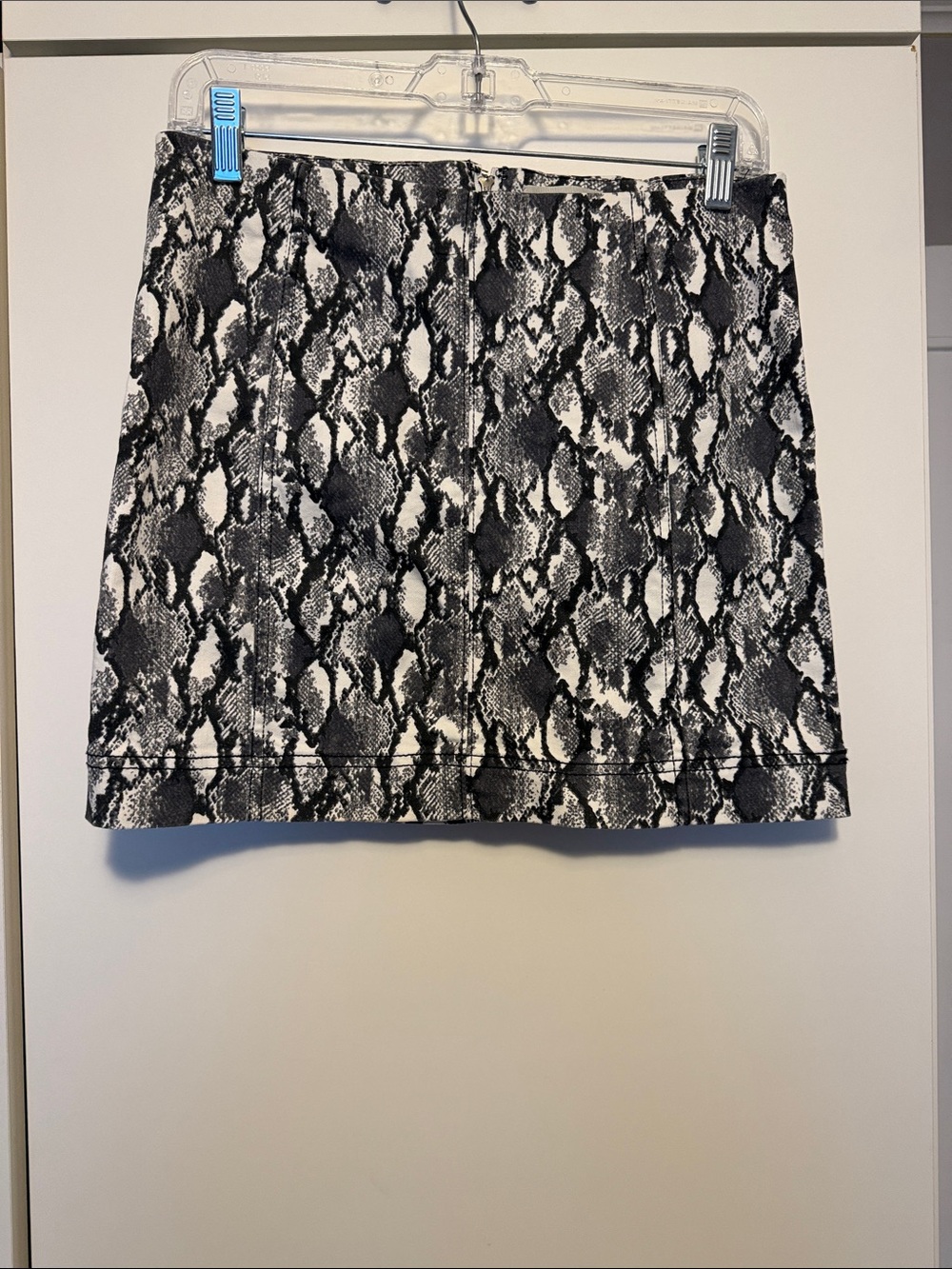 Jolt Black & White Snake Jean Mini Skirt